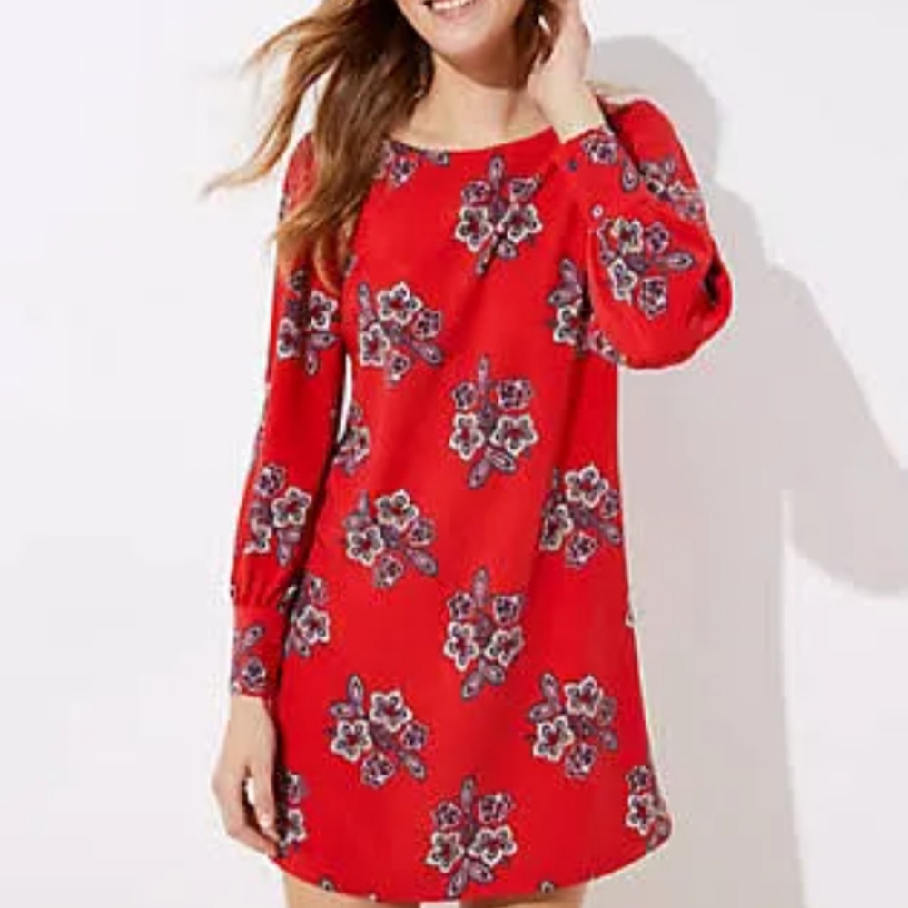 Ann Taylor LOFT Red and Floral Print Dress - Picture 8 of 8